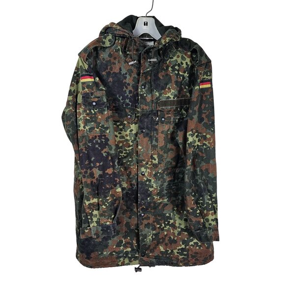 VTG German Military Jacket Mens S Flecktarn Camo Parka Army Field Coat 1993 - Picture 1 of 15